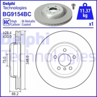 Тормозной диск DELPHI 3XI T14 BG9154BC Bmw 6 (F12) 3 Кабриолет 3.0 640 i 320 л.с. 2011 – 2024