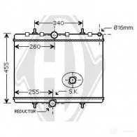 Радиатор охлаждения двигателя DIEDERICHS 9U HXE Peugeot 807 1 (E) 2002 – 2014 dcm2816