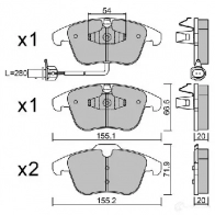 Тормозные колодки дисковые, комплект AISIN ZB89 L 5411450705233 Audi A5 (8TA) 1 Спортбек 2.0 Tfsi Quattro 230 л.с. 2015 – 2017 BPVW-1021