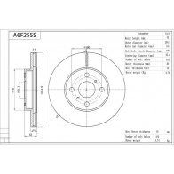 Тормозной диск AISIN A6F255S 1440146768 H 8BHPR