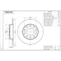 Тормозной диск AISIN 44 ZSYSO Audi A4 (B7) 3 Кабриолет 2.0 Tdi 140 л.с. 2006 – 2009 T6R974S