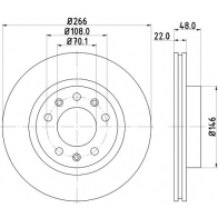 Тормозной диск DON PCD19672 K 6I9R Peugeot 308 2 (T9, SW) Универсал 1.6 PureTech 225 225 л.с. 2018 – 2024