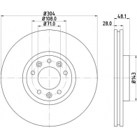 Тормозной диск DON PCD20812 Peugeot 308 2 (T9, SW) Универсал 1.6 PureTech 225 225 л.с. 2018 – 2024 1 P5U6