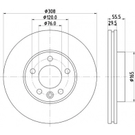 Тормозной диск DON QE 3N7MJ Volkswagen Caravelle (T6, SG) 6 Автобус ABT e-Caravelle 113 л.с. 2020 – 2025 PCD20851