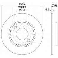 Тормозной диск DON U4O Q36 Peugeot 2008 2 (U) Кроссовер e-2008 136 л.с. 2019 – 2024 PCD21782