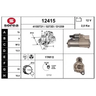 Стартер EAI 12415 U IT4Y Volkswagen Touareg (7P5, 7P6) 2 Внедорожник 3.6 V6 FSI 249 л.с. 2010 – 2018