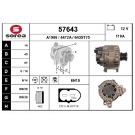 Генератор EAI 57643 Volkswagen Golf Alltrack V3 0YO