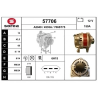 Генератор EAI 57706 B DOQLI Nissan Juke