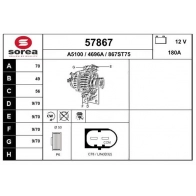 Генератор EAI 57867 X6C 60CS Mercedes E-Class (W211) 3 Седан 5.5 E 500 (2172) 388 л.с. 2006 – 2008