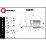 Обгонная муфта генератора EAI SM 2RS Cadillac BLS 886047 3596408860478