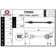 Приводной вал EAI T29262 C A88O Peugeot 208 2 (UB, UP) Хэтчбек 1.2 PureTech 75 л.с. 2019 – 2024