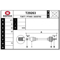 Приводной вал EAI 20GD7F T T29263 Peugeot 208 2 (UB, UP) Хэтчбек 1.2 PureTech 75 л.с. 2019 – 2024