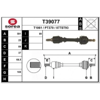 Приводной вал EAI 928J I T39077 Peugeot 406 1 (8B) Седан 3.0 24V 190 л.с. 1996 – 2004