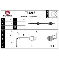 Приводной вал EAI T39208 7A EFWVW Citroen C3 3 (SX, PF1) 2016 – 2020