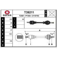 Приводной вал EAI T39211 Peugeot 508 1 (8D) Седан 2.0 BlueHDi 180 180 л.с. 2014 – 2024 B LZLU5