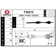 Приводной вал EAI Peugeot 508 1 (8D) Седан 2.0 BlueHDi 180 180 л.с. 2014 – 2024 7W09G 8F T39212