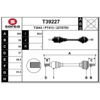 Приводной вал EAI Peugeot 508 1 (8E) Универсал 2.0 HDi 180 RxH 181 л.с. 2014 – 2024 1V XOT7 T39227