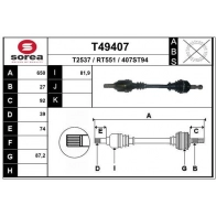 Приводной вал EAI 73 HHB T49407 Renault Megane (BZ) 3 Хэтчбек 2.0 TCe (BZ0K) 180 л.с. 2008 – 2024