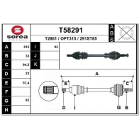 Приводной вал EAI VA3 BYKS Opel Astra (J) 4 Хэтчбек 1.3 CDTI (68) 95 л.с. 2009 – 2015 T58291