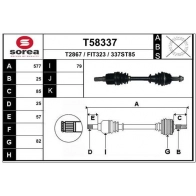 Приводной вал EAI T58337 SZ 6LN Fiat Grande Punto (199) 1 Хэтчбек 1.3 D Multijet 90 л.с. 2005 – 2025