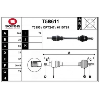 Приводной вал EAI Opel Corsa (E) 5 Хэтчбек 1.3 CDTI (08. 68) 75 л.с. 2014 – 2025 3D3 YQLT T58611