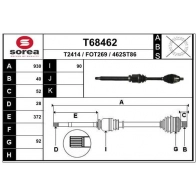 Приводной вал EAI Ford S-Max 1 (CA1, WS) Минивэн 1.8 TDCi 125 л.с. 2006 – 2014 T68462 M RH7F