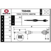 Приводной вал EAI 2L8 JH T68466 Ford Mondeo 4 (CA2, BA7) Седан 2.0 TDCi 163 л.с. 2010 – 2015