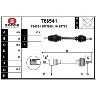 Приводной вал EAI T68541 TCK 2D Mini Cooper (R56) 2 Хэтчбек 1.6 One 75 л.с. 2010 – 2013