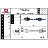 Приводной вал EAI Ford Mondeo 5 (CNG, CF) Универсал 2.0 TDCi Bi Turbo 210 л.с. 2015 – наст. время QKZ EDI T68559
