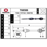 Приводной вал EAI T68586 Ford Kuga 1 (CBV, C1) 2008 – 2012 BO CNW