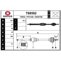 Приводной вал EAI N5 76JKV T68592 Ford Tourneo Connect 2 (С307) 2013 – 2020
