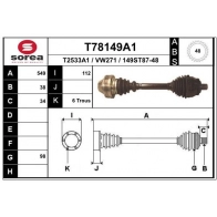 Приводной вал EAI T78149A1 6 U7NJ Ford Galaxy 1 (VX, VY, WGR) Минивэн 2.8 i V6 174 л.с. 1995 – 2000