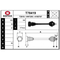 Приводной вал EAI T78419 H5K 4W96 Seat Leon (5F5) 3 Купе 1.6 TDI 105 л.с. 2013 – 2024