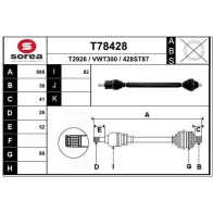 Приводной вал EAI BK US7 T78428 Volkswagen Passat CC (358) 2 Купе 1.8 TSI 160 л.с. 2011 – 2016