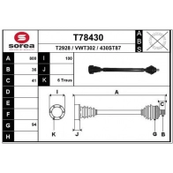 Приводной вал EAI T74 LEKS T78430 Volkswagen Passat (B7) 5 Универсал