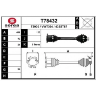 Приводной вал EAI 9 VEKF T78432 Audi A6 Allroad (C7) 4 Универсал 3.0 Tdi Quattro 313 л.с. 2012 – 2014