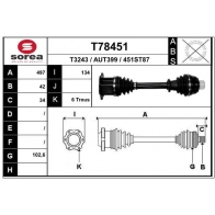 Приводной вал EAI Audi Q5 (8RB) 1 Кроссовер 2.0 Tdi 190 л.с. 2015 – 2024 8TD 9G1O T78451