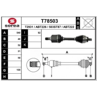 Приводной вал EAI T78503 QI3R 7DQ Land Rover Freelander 2 (L359) 2006 – 2014