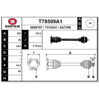 Приводной вал EAI JL D9CF T78509A1 Audi A4 (B7) 3 Седан 2.0 130 л.с. 2004 – 2008