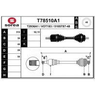 Приводной вал EAI 5G W1TZ T78510A1 Volvo V70 2 (285) Универсал 2.5 T 209 л.с. 2001 – 2007