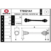 Приводной вал EAI T78521A1 Audi A4 (B6) 2 Седан 1.8 T Quattro 150 л.с. 2000 – 2002 AXH N8L
