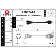 Приводной вал EAI Audi A6 (C5) 2 Седан 3.0 Quattro 220 л.с. 2001 – 2005 NF XW4 T78624A1