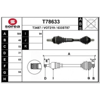 Приводной вал EAI LZ 0U5K Volvo XC60 1 (156) Кроссовер 2.0 D3 / D4 163 л.с. 2010 – 2014 T78633