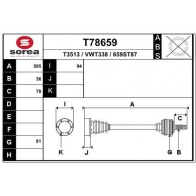 Приводной вал EAI T78659 7BI7 W0U Volkswagen New Beetle (9C1, 1C1) 1 Хэтчбек 1.4 75 л.с. 2001 – 2010