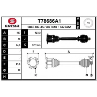 Приводной вал EAI Audi A4 (B7) 3 Седан 2.0 Tfsi Quattro 200 л.с. 2004 – 2008 JC K47GS T78686A1