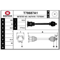 Приводной вал EAI ER FXF6 Audi A4 (B7) 3 Седан 2.0 Tfsi Quattro 200 л.с. 2004 – 2008 T78687A1