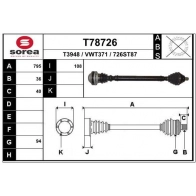 Приводной вал EAI B5C ARUC Seat Alhambra (7N) 2 Минивэн 2.0 TSI 220 л.с. 2015 – 2024 T78726