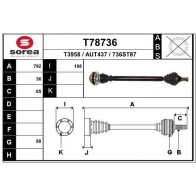 Приводной вал EAI T78736 Audi A1 (GBA) 2 Спортбек 40 TFSI 200 л.с. 2018 – 2024 8 EU0WG