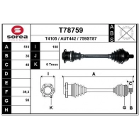 Приводной вал EAI 5F3LY YW T78759 Audi TT (8N) 1 1998 – 2006