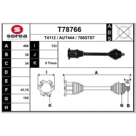 Приводной вал EAI YK6X F2 Audi A6 (C6) 3 Универсал 5.2 S6 Quattro 435 л.с. 2006 – 2011 T78766